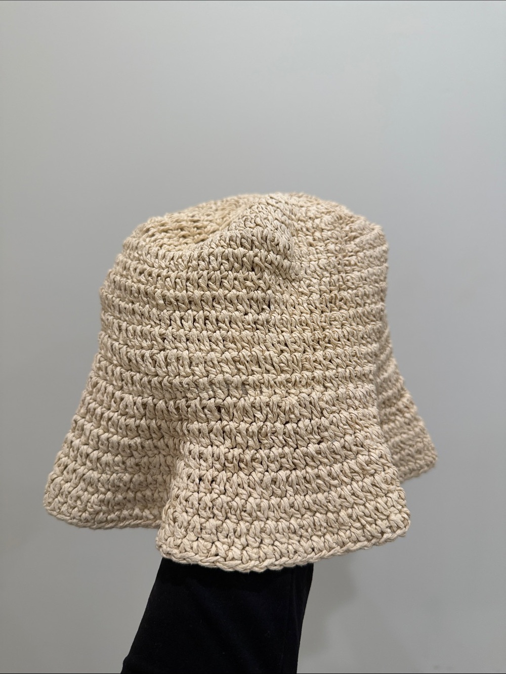 Straw Crochet Bucket Hat (Natural)